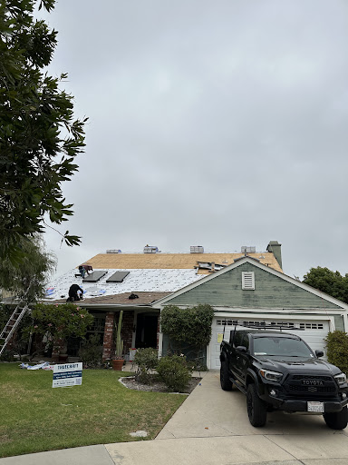 Roofing repair job in progress by Truecraft Construction